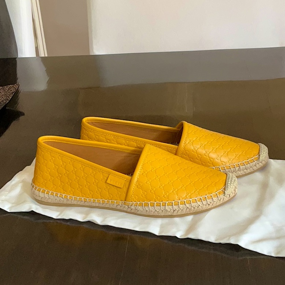 Microguccissima Yellow Leather Espadrille | 8 US/ 38 EU